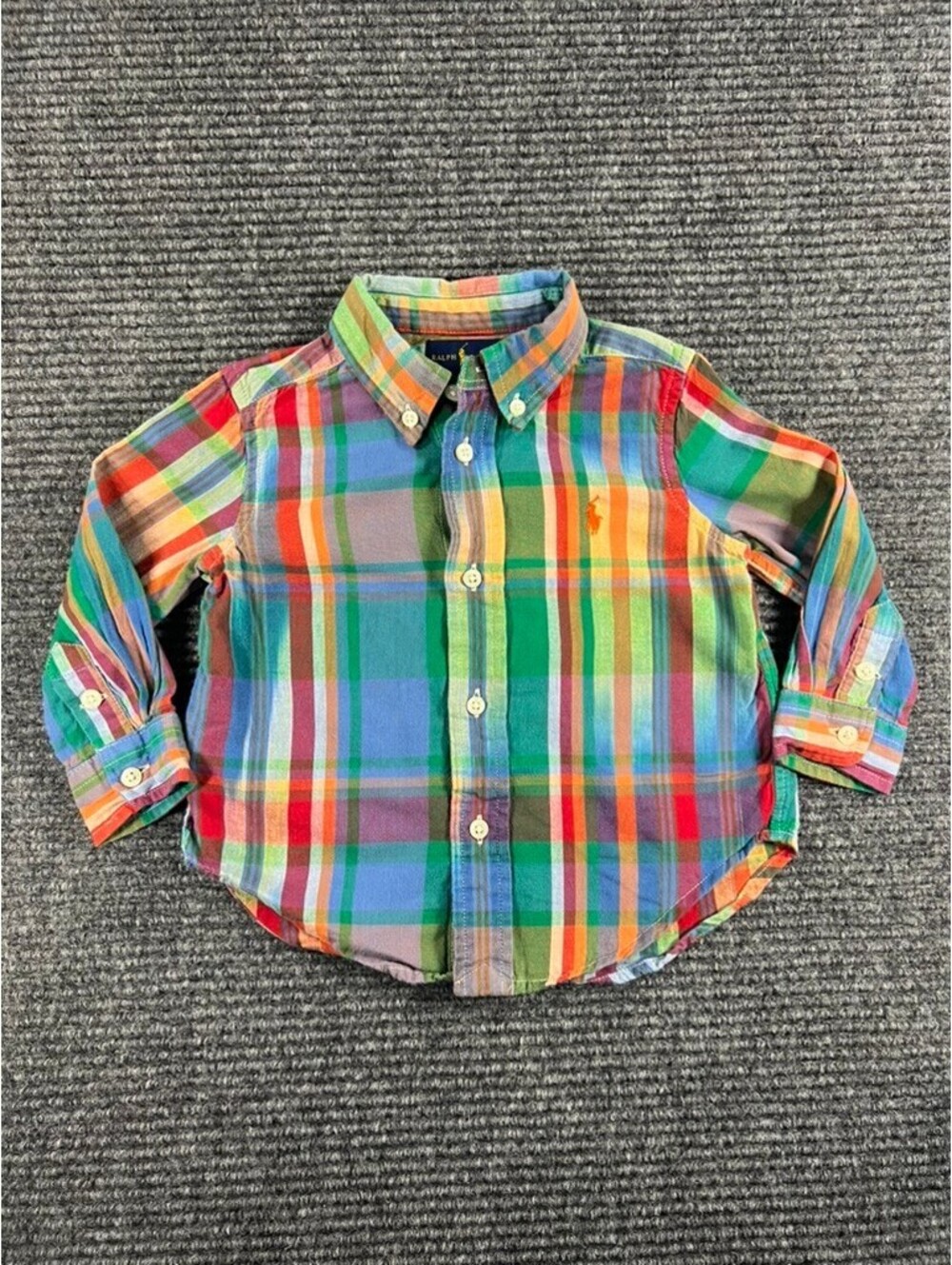 Ralph Lauren Baby Boys' 12M Multicolor Plaid Button-Down Cotton Dress Shirt